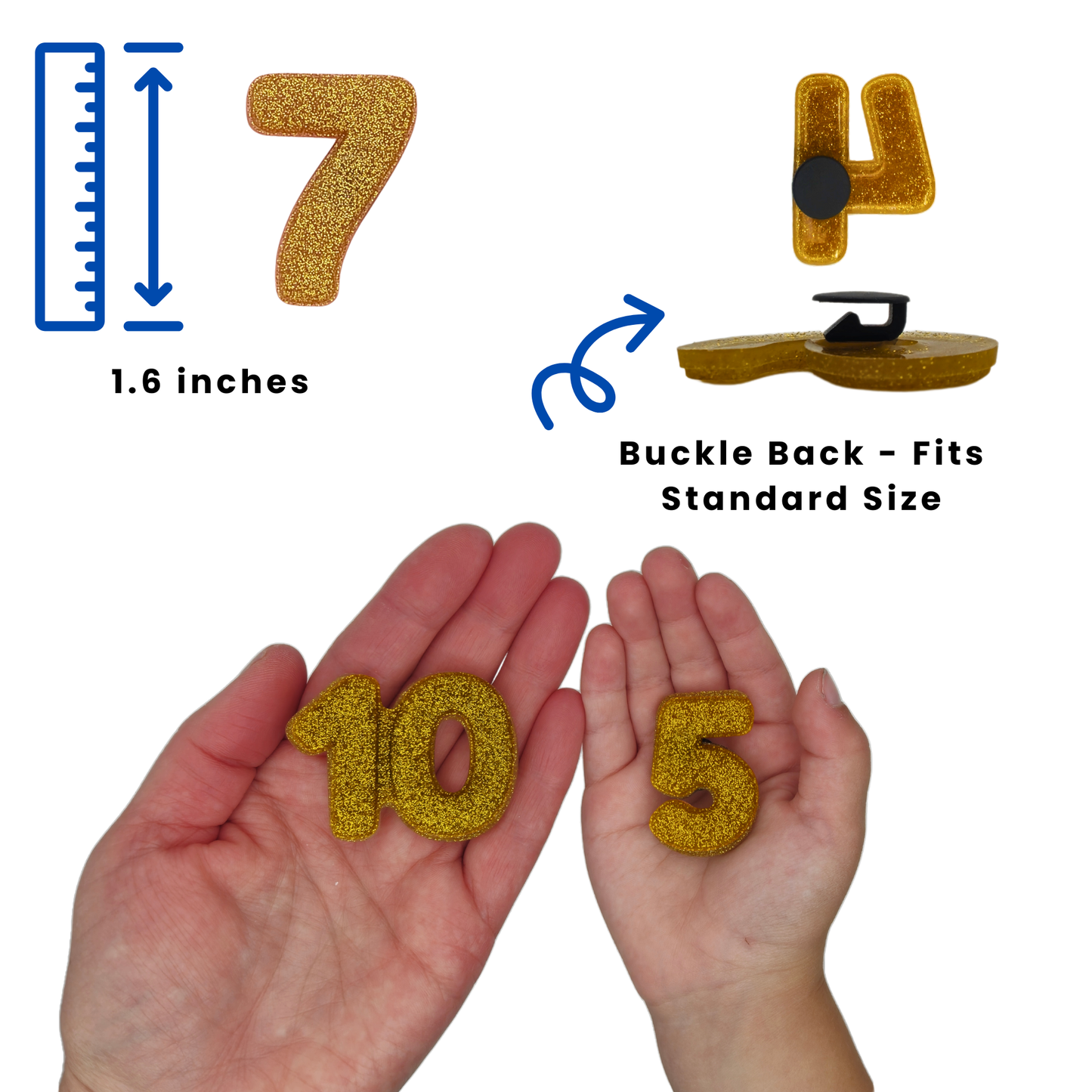 Cutie Crowns™ Gold Number Shoe Charms – Birthday Crown (9-Pack, Numbers 2-10)