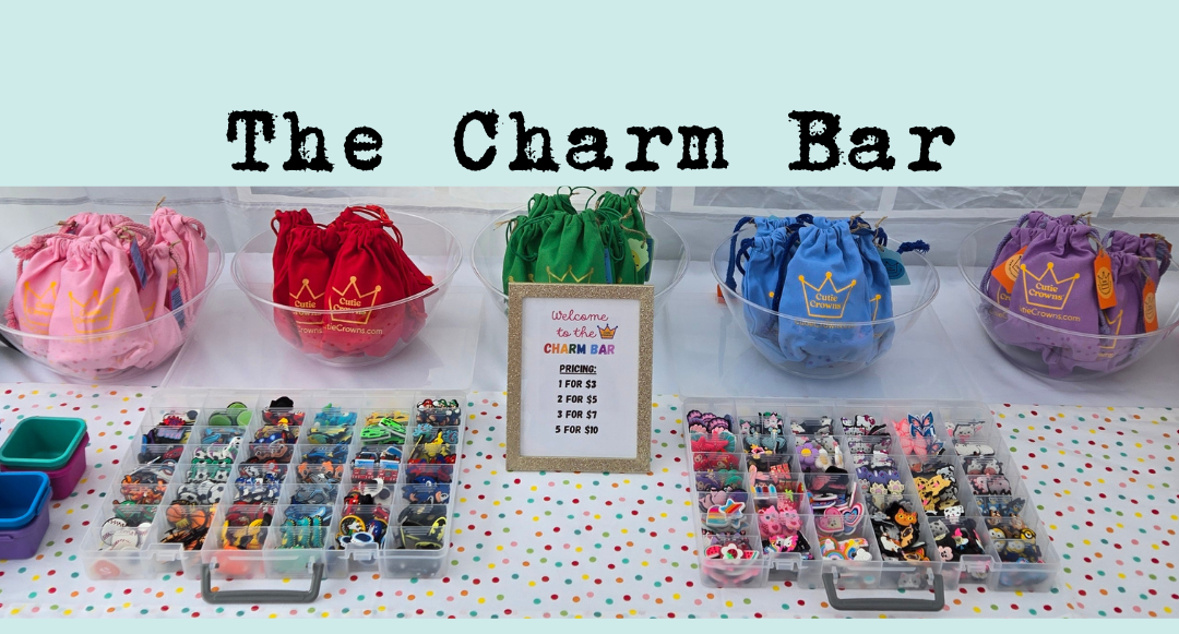 Load video: What kids loved best about our shop 👑💕We wanted to bring a little extra hometown magic to the festival 🦋— from coloring sheets and bubbles to magic wands and of course… our Charm Bar. 💫Where should we try our luck next? 🍀Interested in having our Crown &amp; Charm Bar at your birthday party or local event?🎀🎈🎁 Send us a DM! We’re available for select events around the Monterey Peninsula.