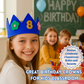 Girl celebrating a classroom birthday wearing Cutie Crowns; sturdy, washable, reusable, use for birthday crowns for kids classroom or classroom roles and awards. 