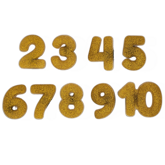 Cutie Crowns™ Gold Number Shoe Charms – Birthday Crown (9-Pack, Numbers 2-10)