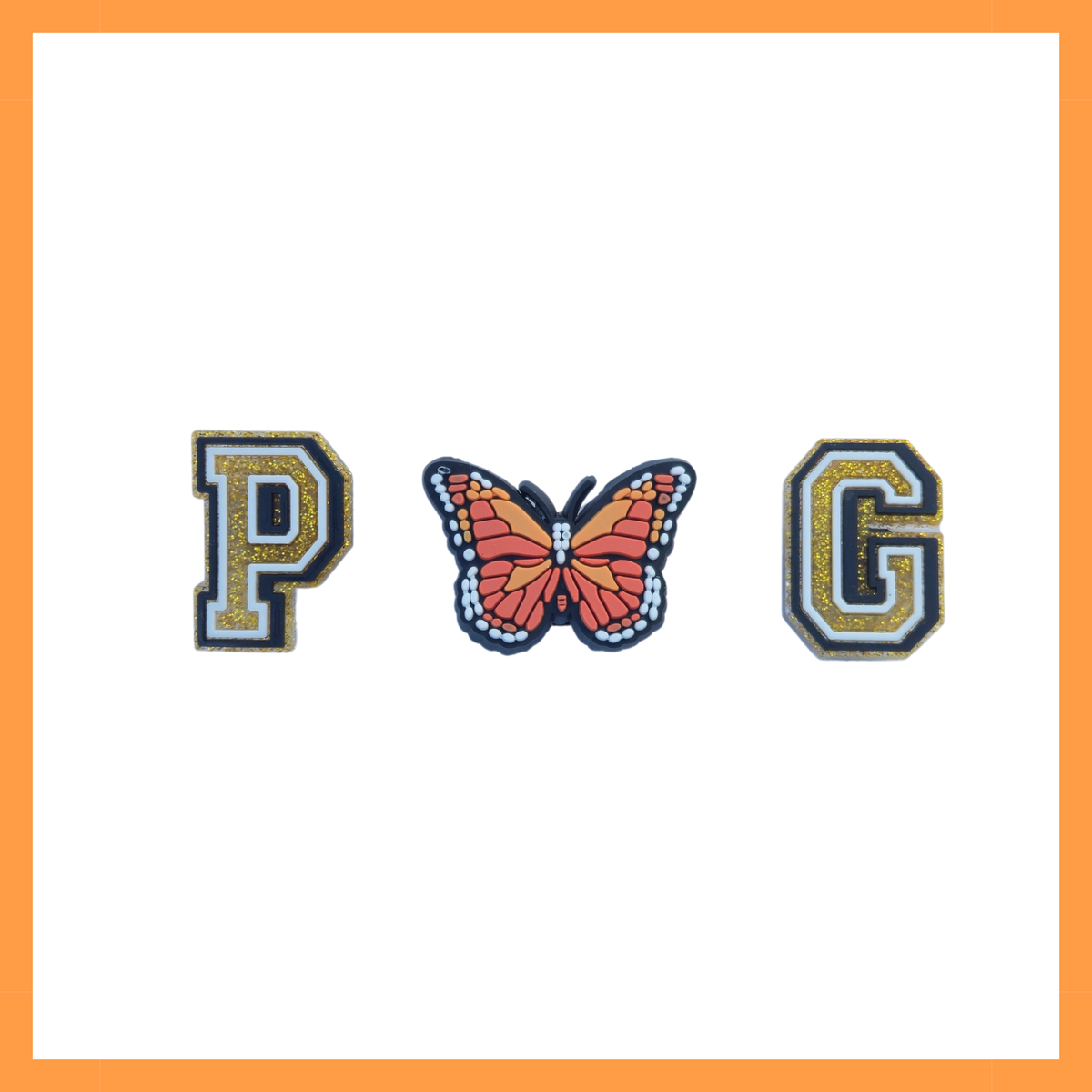 Pacific Grove California Monarch Butterfly Parade. Gold Letters and Orange butterfly.