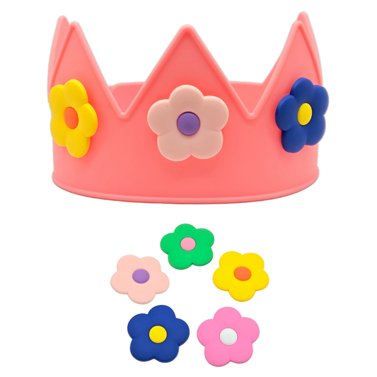 Pink Crown + Flower Charms