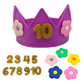 Cutie Crowns™ Kids Crown Bundle – Purple Adjustable Silicone Crown with Flower & Birthday Number Charms