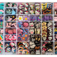 A white plastic organizer tray filled with many small decorative accessories, including Hello Kitty character pieces, bows, flowers, rainbows, animals, and other colorful embellishments, arranged in a grid.